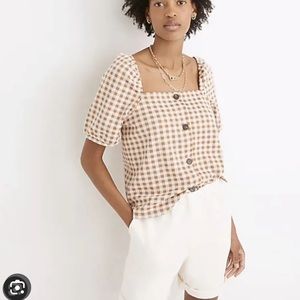 Madewell gingham puff sleeves top